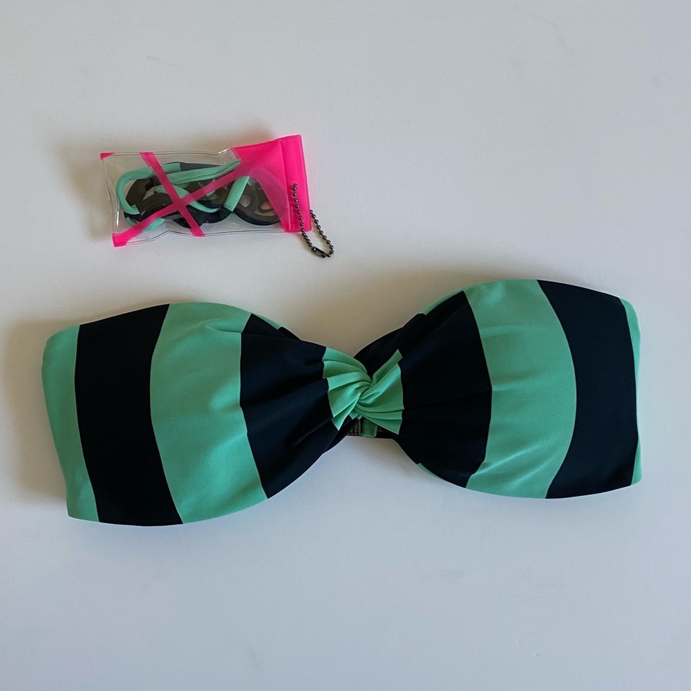 Insight Black/Green Stripe Bandeau Bikini Top